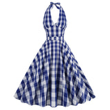 1950S Red Gingham Halter Neck Belted Vintage Dress
