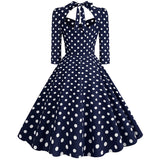 1950S Red Polka Dot Bow Tie Back 3/4 Sleeve Vintage Dress