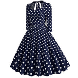 1950S Red Polka Dot Bow Tie Back 3/4 Sleeve Vintage Dress