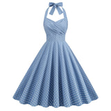 1950S Red Retro Polka Dot Halter Neck Vintage Dress