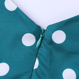 1950s Teal Spaghetti Strap Retro Polka Dot Vintage Dress