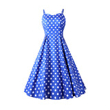 1950s Teal Spaghetti Strap Retro Polka Dot Vintage Dress