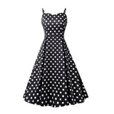 1950s Teal Spaghetti Strap Retro Polka Dot Vintage Dress