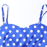 1950s Teal Spaghetti Strap Retro Polka Dot Vintage Dress