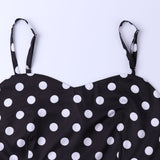 1950s Teal Spaghetti Strap Retro Polka Dot Vintage Dress