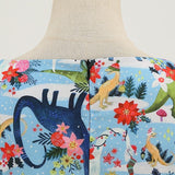 1950s Light Blue Tropical Print Sleeveless Vintage Dress