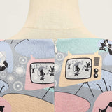 1950S White and Blue Print Sleeveless Vintage Dress