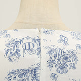 1950S White and Blue Print Sleeveless Vintage Dress