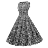 1950S White and Blue Print Sleeveless Vintage Dress