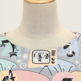 1950S White and Blue Print Sleeveless Vintage Dress