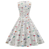 1950S White and Blue Print Sleeveless Vintage Dress