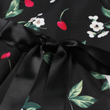 1950S White Halter Neck Butterfly Print Belted Vintage Dress