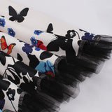 1950S White Halter Neck Butterfly Print Belted Vintage Dress