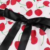 1950S White Halter Neck Butterfly Print Belted Vintage Dress