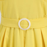 1950S Yellow Retro Polka Dot Halter Belted Vintage Dress