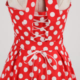 1950S Yellow Retro Polka Dot Halter Belted Vintage Dress