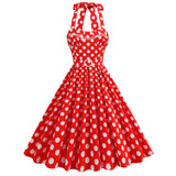 1950S Yellow Retro Polka Dot Halter Belted Vintage Dress