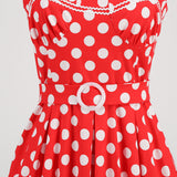 1950S Yellow Retro Polka Dot Halter Belted Vintage Dress