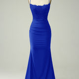 Mermaid Halter Dark Green Long Prom Dress with Appliques Beading