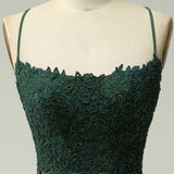 Mermaid Halter Dark Green Long Prom Dress with Appliques Beading