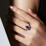 2 Carat Radiant Pear Cut Sapphire Engagement Ring