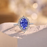 2 Carat Radiant Pear Cut Sapphire Engagement Ring
