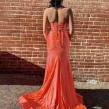 Mira | Mermaid Glitter Sweetheart Red Cut-out Beaded Long Prom Dress with Slit