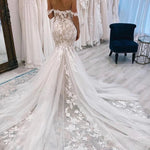 Ivory Off the Shoulder Long Lace Mermaid Wedding Dress