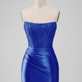 Sparkly Red Strapless Bodycon Short Homecoming Dress with Lace