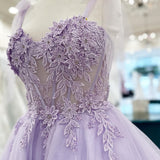 Lavender Floral Appliques Sweetheart A-Line Short Homecoming Dress