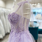 Lavender Floral Appliques Sweetheart A-Line Short Homecoming Dress