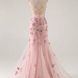 Purple Mermaid Appliqued Corset Long Prom Dress with Beading