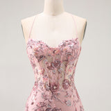 Purple Mermaid Appliqued Corset Long Prom Dress with Beading