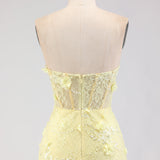 Purple Strapless Mermaid Lace Corset Long Prom Dress with Beading