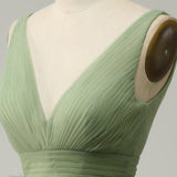 V-neck Sage Green  Muiti-Layer A-line Short Homecoming Dress