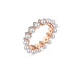 925 Sterling Silver Full Pearl 5A Cubic Zirconia Crown Shaped Ring