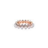925 Sterling Silver Full Pearl 5A Cubic Zirconia Crown Shaped Ring