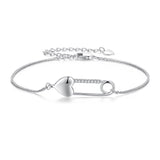 Sterling Silver Bracelet Chain with Heart Pin