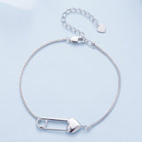 Sterling Silver Bracelet Chain with Heart Pin