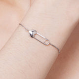 Sterling Silver Bracelet Chain with Heart Pin