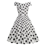 1950S Black Off Shoulder Polka Dot Vintage Dress