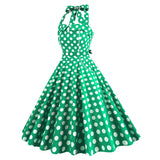 1950S Yellow Retro Polka Dot Halter Neck Vintage Dress