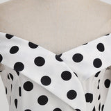 1950S Black Off Shoulder Polka Dot Vintage Dress
