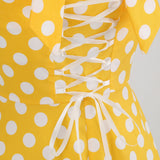 1950S Yellow Retro Polka Dot Halter Neck Vintage Dress