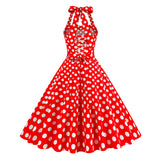 1950S Yellow Retro Polka Dot Halter Neck Vintage Dress