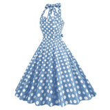 1950S Yellow Retro Polka Dot Halter Neck Vintage Dress