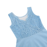 1950S Lace Patchwork V-Neck Sleeveless Vintage Dress