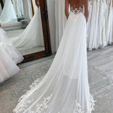 Rayna | White Long Chiffon Boho A-Line Wedding Dress with Lace