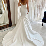 Halo | White Strapless Satin Long Mermaid Wedding Dress