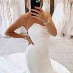 Halo | White Strapless Satin Long Mermaid Wedding Dress